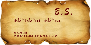 Bölöni Sára névjegykártya